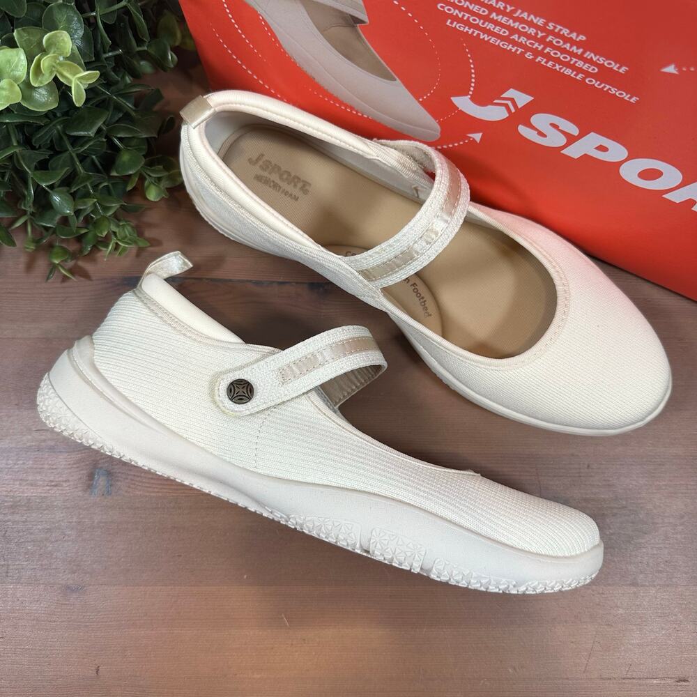 J Sport Women's Melody Mary Jane Cream Shoes Size‎ 7.5